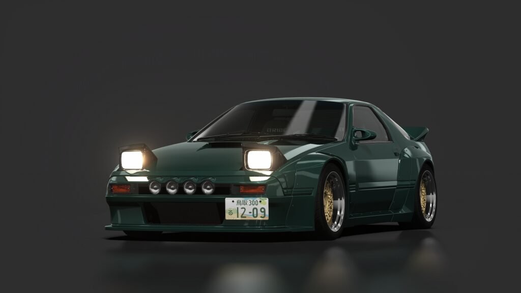 Mazda rx 7 gt x rocket bunny 02 british racing green