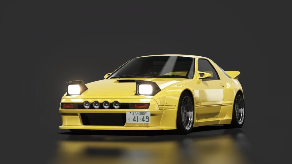 Mazda rx 7 gt x rocket bunny 04 racing yellow