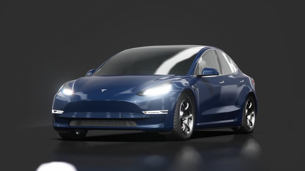 Tesla model 3 performance modified deep blue