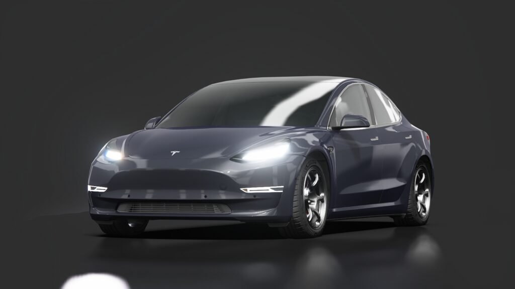 Tesla model 3 performance modified midnight silver