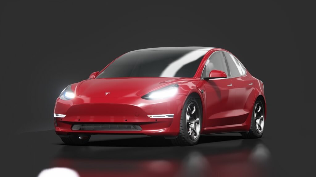 Tesla model 3 performance modified red multi coat