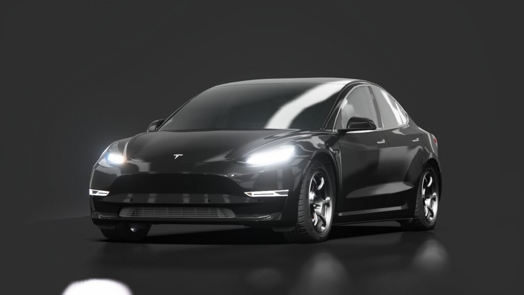 Tesla model 3 performance modified solid black