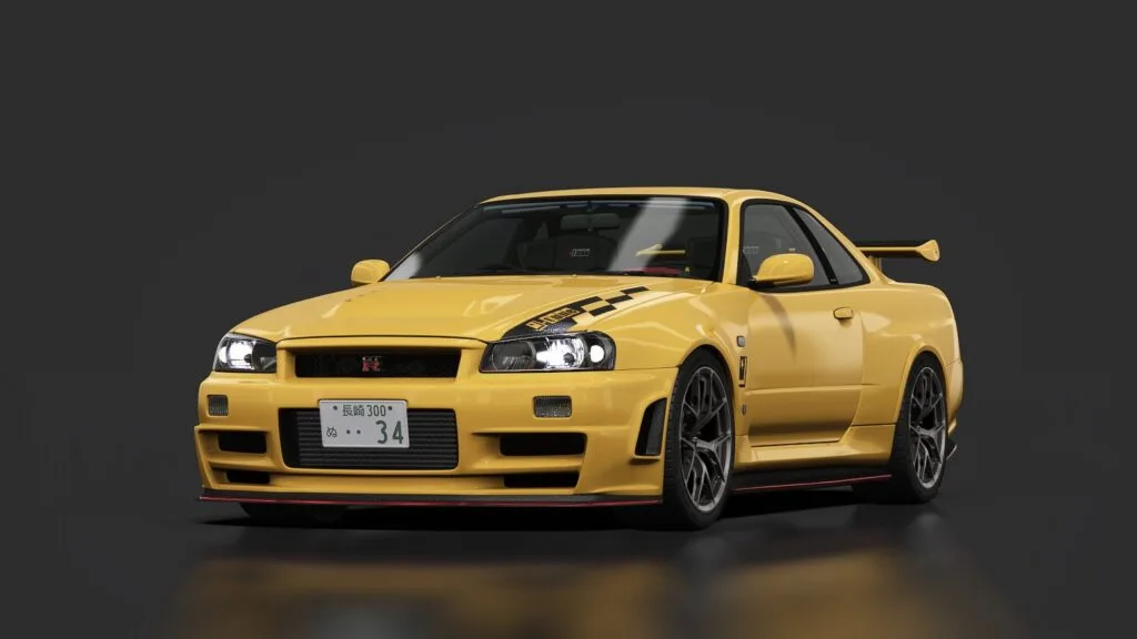 Nissan skyline gtr r34 j tune lightning yellow